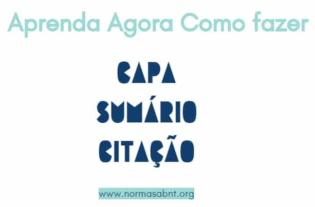 como fazer capa, sumário etc