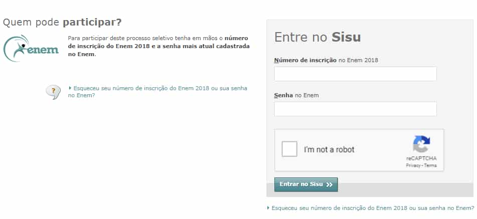 página sisu login