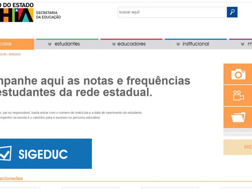 Boletim Online Bahia – Sistema de Gestão Escolar (SIGEDUC)
