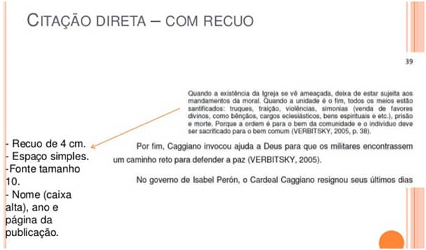 Como formatar uma citação direta longa