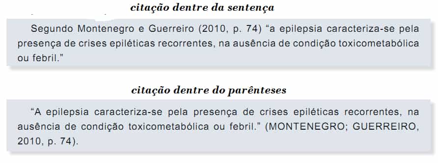 Citações dentre da sentença