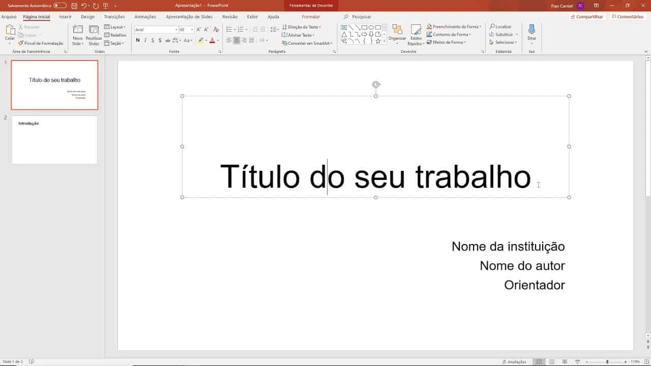 capa da apresentação de slides