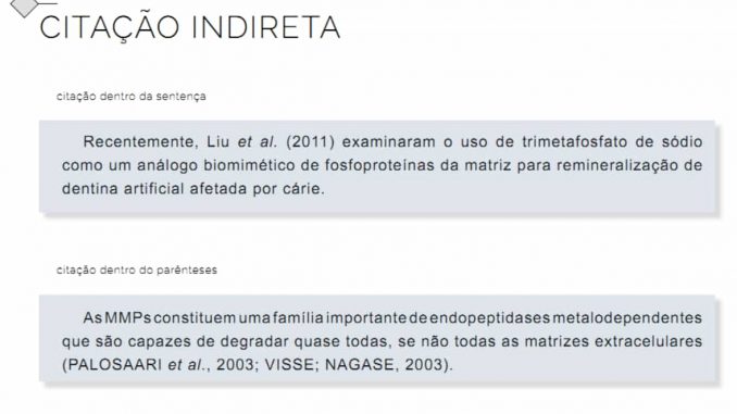 Exemplo de citação indireta