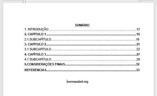 sumario abnt 2022