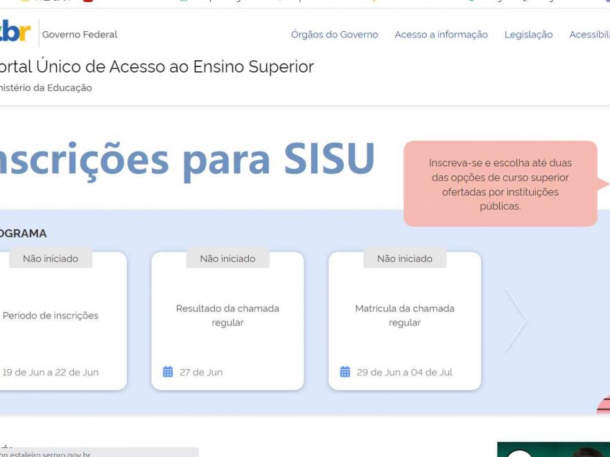 Página do participante SISU