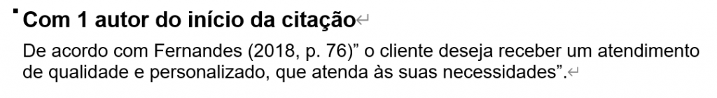 Com 1 autor do início da citação