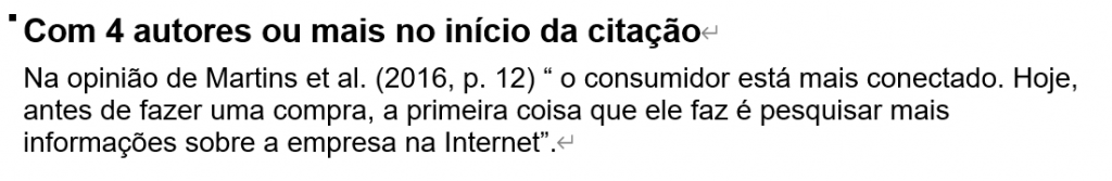 Com 4 autores ou mais no início da citação