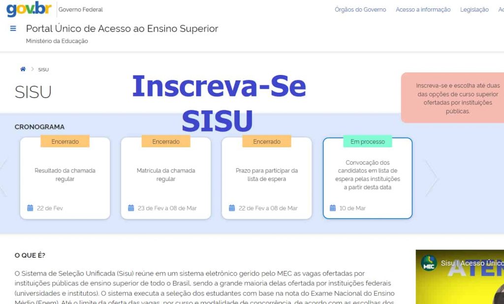 MEC confirma mais de 226 mil vagas no Sisu 2023