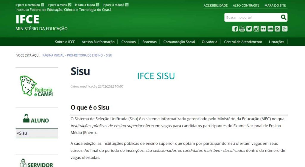 IFCE SISU website