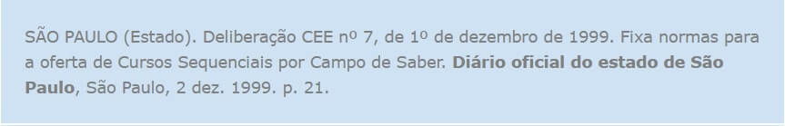 Referência da legislação e lei 