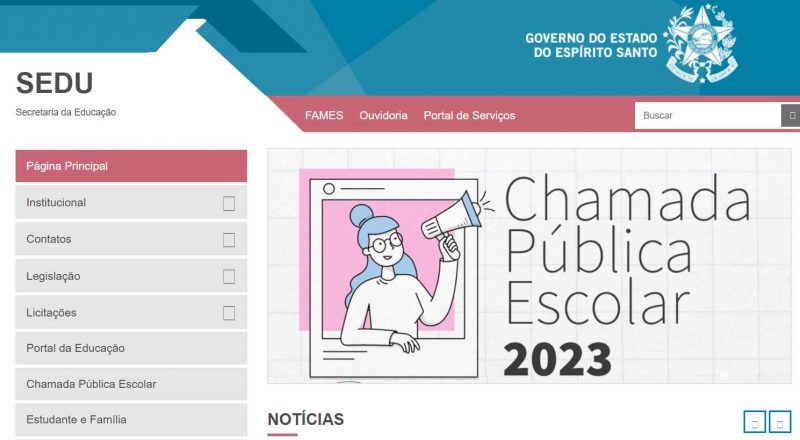 Pré-matrícula online Espírito Santo 2023 – Inscrição para a Chamada Pública Escolar