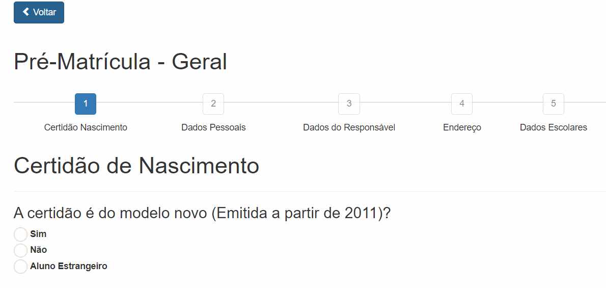 Pré-matrícula Petrópolis online formulário de inscrição