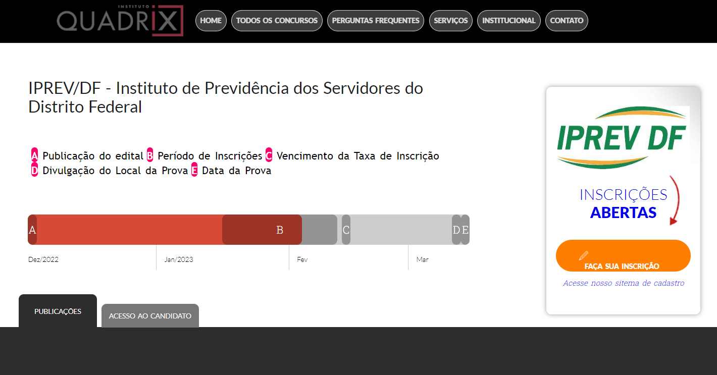 Inscrições para o concurso Iprev DF