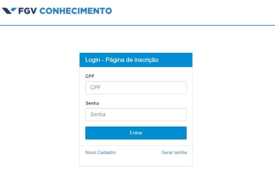 Site FGV para inscrição