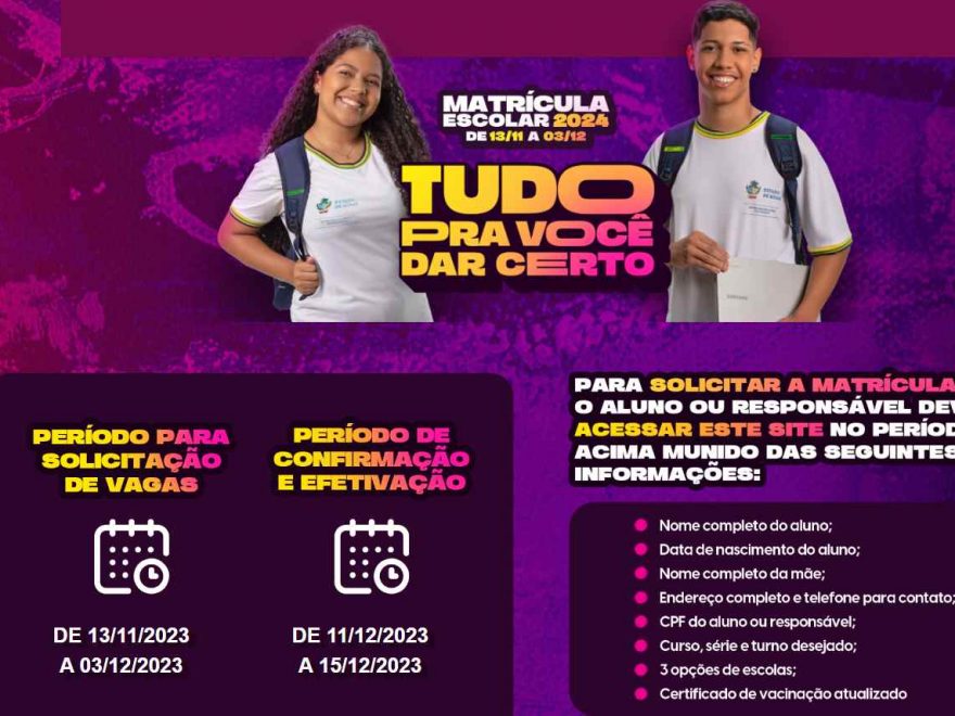 Matrículas Online Goiás 2024 – calendário, inscrições, resultados, novos alunos