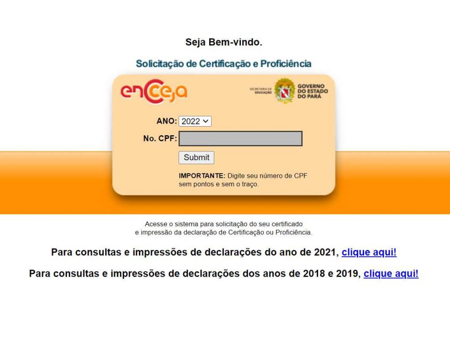 certificado Encceja no estado do Pará