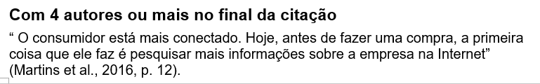 Com 4 autores ou mais no final da citação