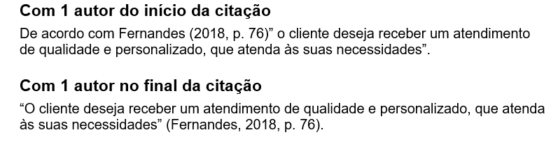 Exemplo de citação direta curta