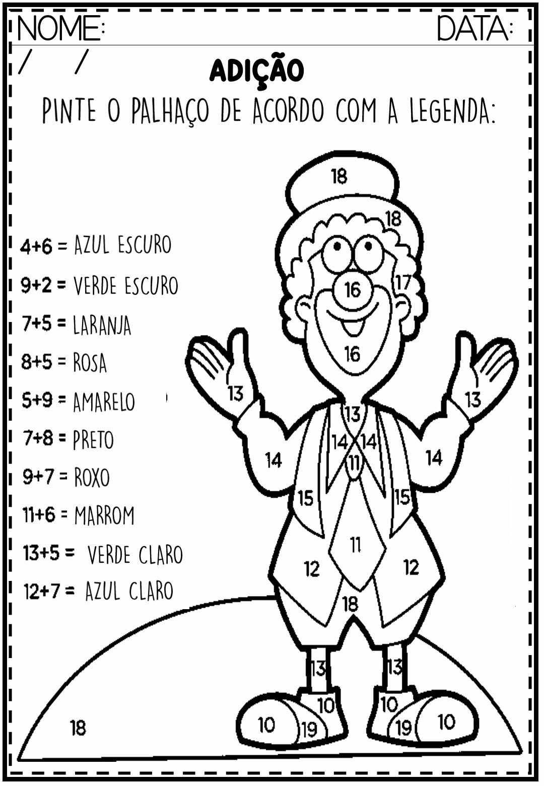 Atividade de matemática para 2º e 3º ano - adição