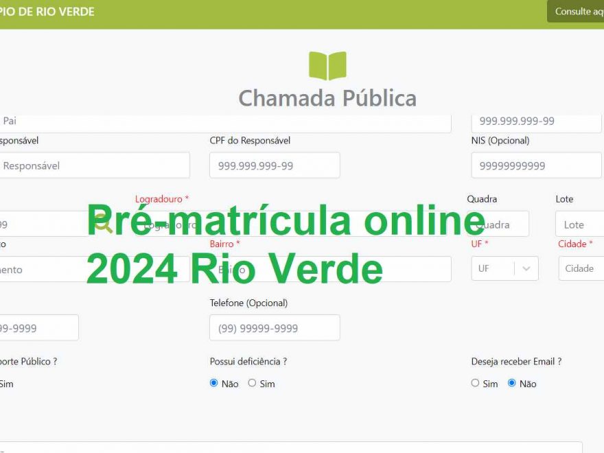 pré-matrícula online 2024 Rio Verde