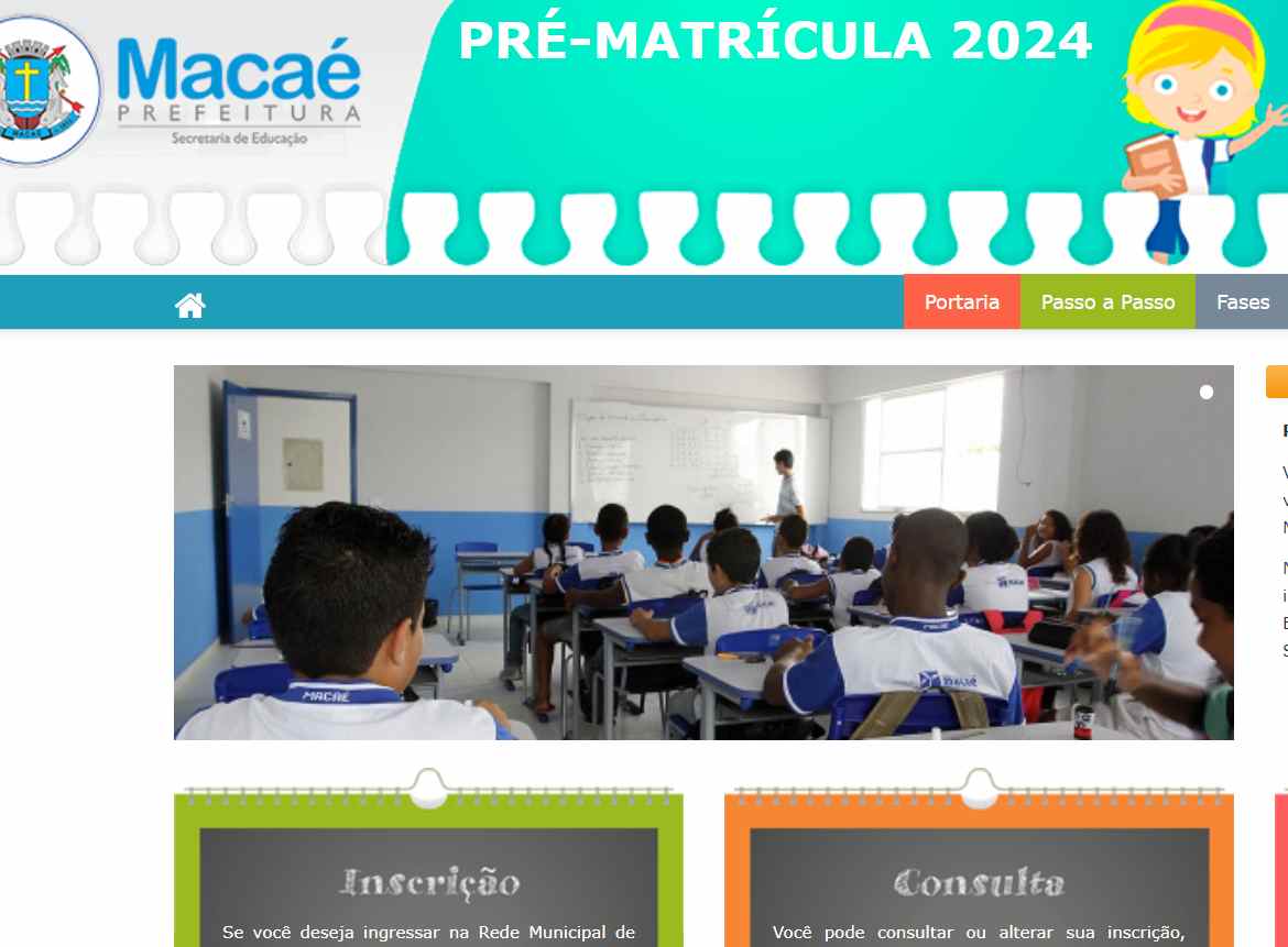 portal Pré-Matrícula Online 2024 em Macaé