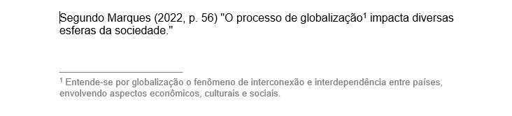 exemplo de Nota de rodapé explicativa