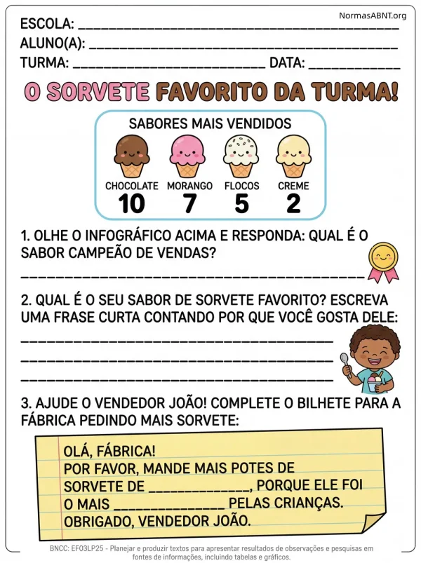atividades para 3 ano EF, produzir textos para apresentar resultados de observação