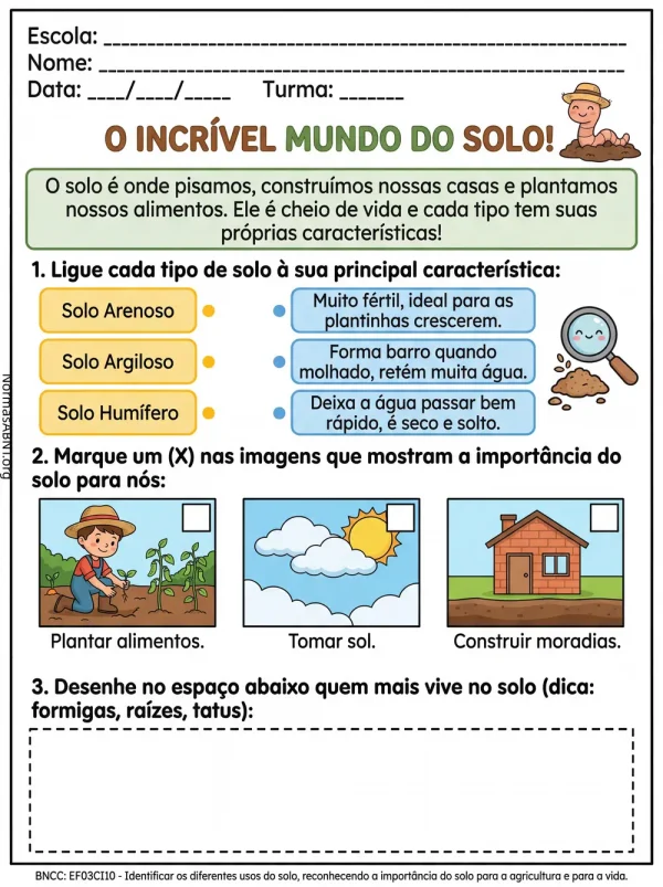 atividade bncc EF03CI10 ciências, uso de solo, ciência no EF