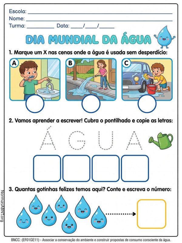 Atividade para dia mundial da água