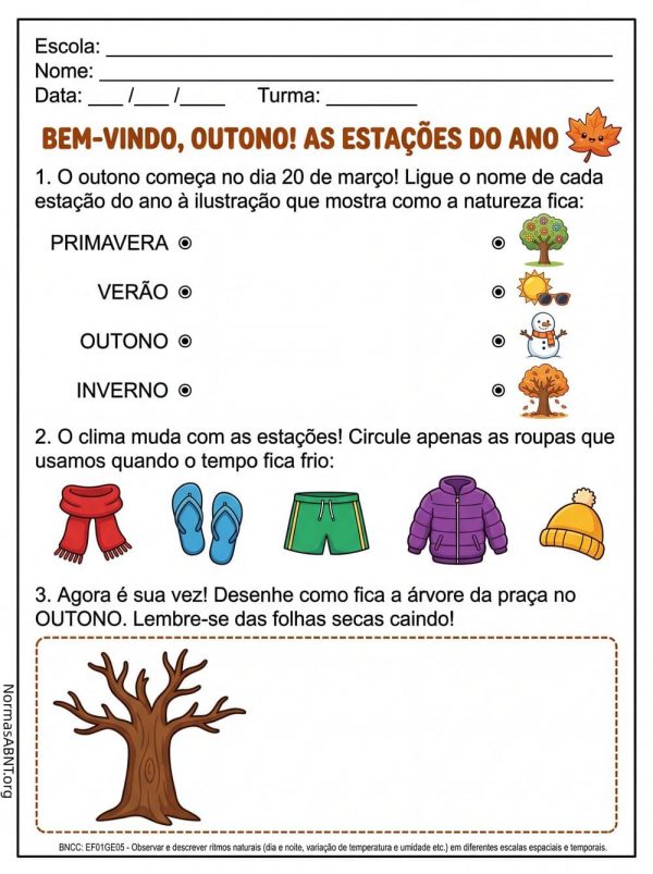 Atividade sobre as estações do ano, outono!