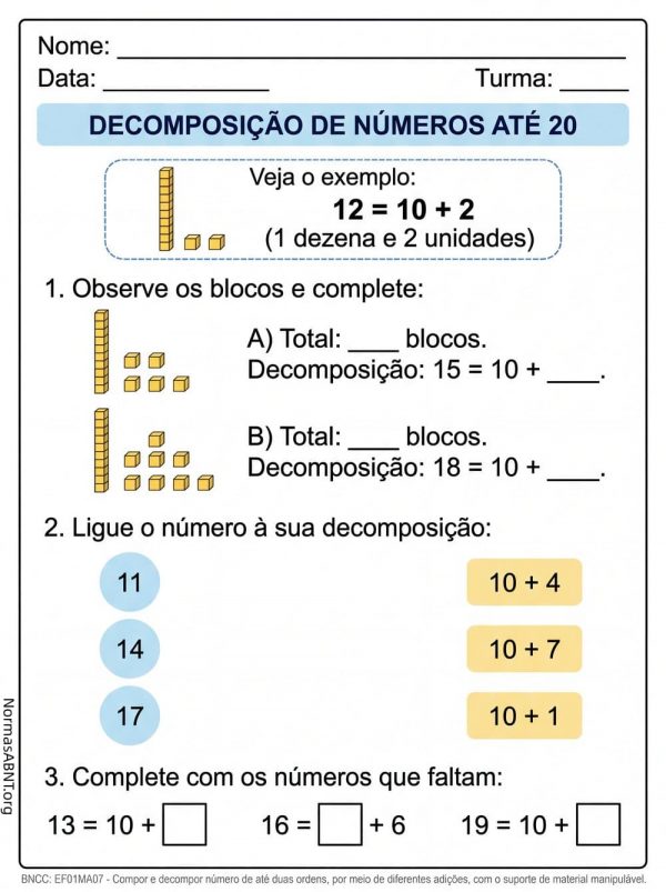 Decomposição de número até 20