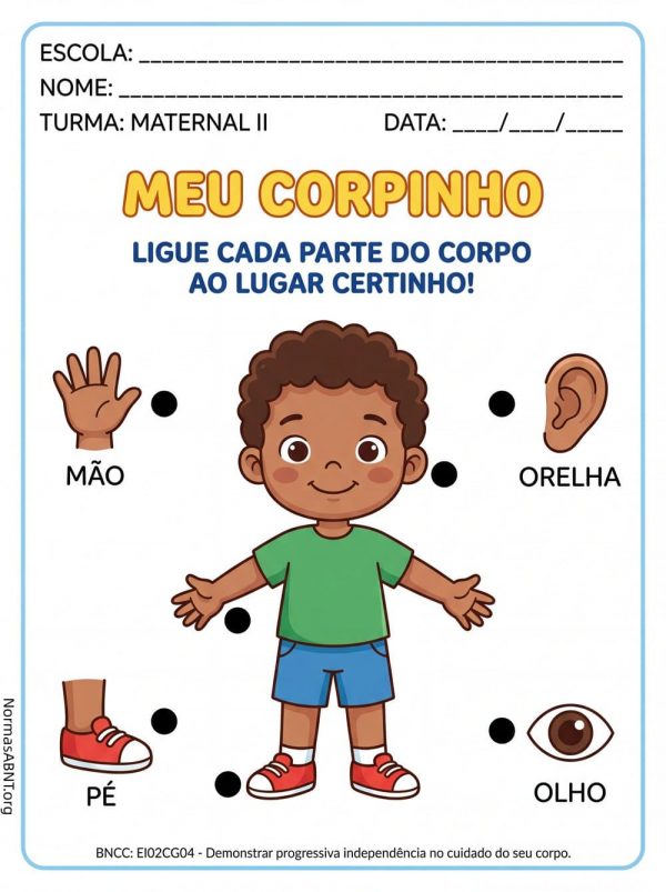 atividade para educação infantil a aprender meu corpinho