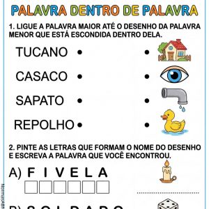 atividade 1 ano EF-português, palavra dentro de palavra
