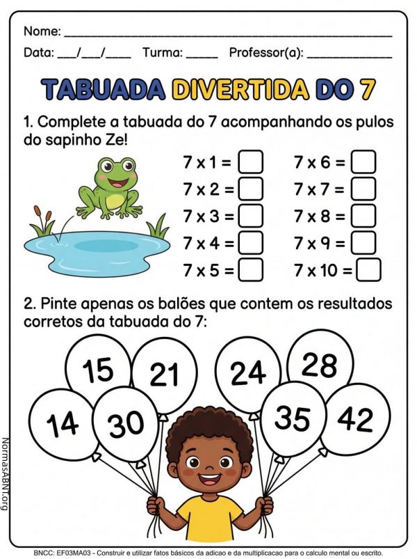 tabuada divertida do 7