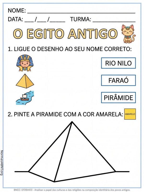 atividade sobre egito antigo