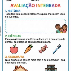 atividades avaliação de história, ciência e geografia do 1 ano do EF