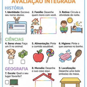 Atividade de avaliação de história ciências e geografia do 1 ano EF