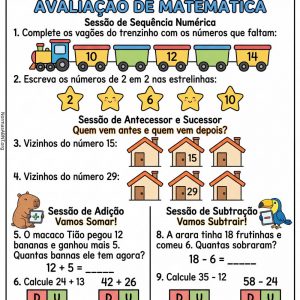 avaliação de matemática do 2 ano do EF, sobre sessão de sequência numérica