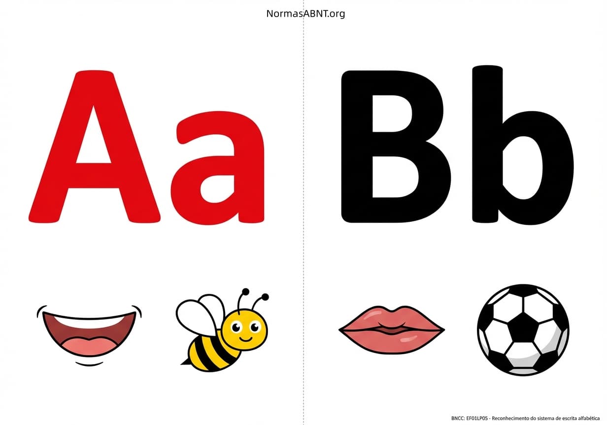 Flashcards para cortar: alfabeto fônico, cartaz com boquinha, letras A, B