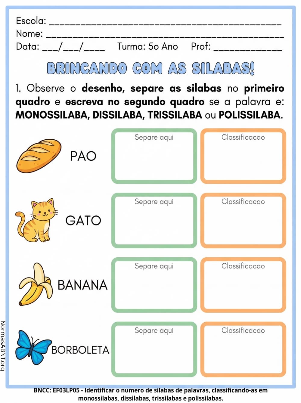 Brincando com as sílabas