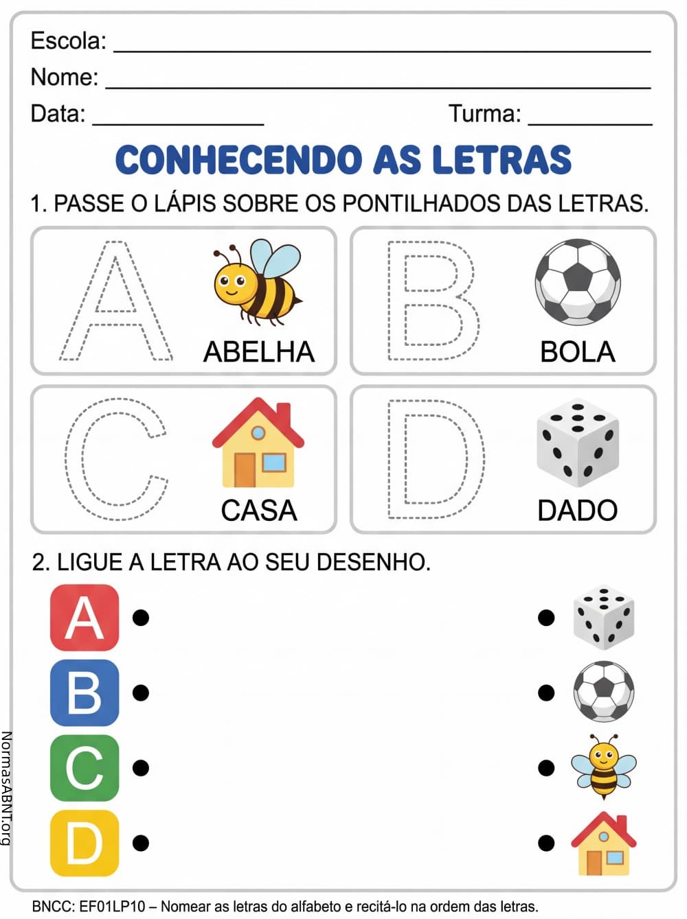 Conhecendo as letras a b c d
