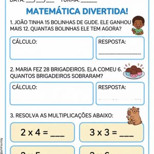 Uma atividade de matemática divertida para multiplicação de 3º ano EF