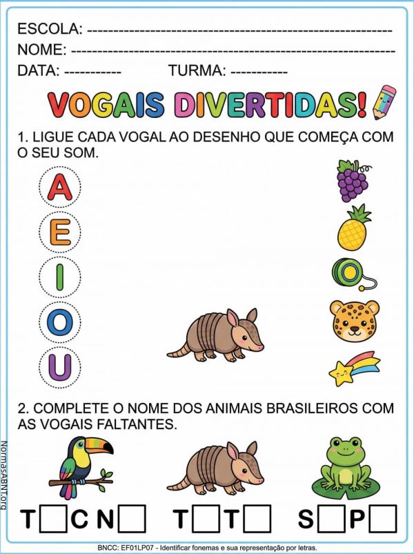 aprender as vogais