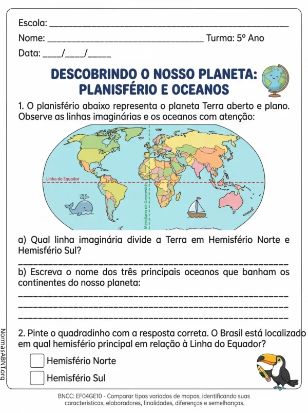 Uma atividade sobre geografia de 4 ano: descobrindo o nosso planeta