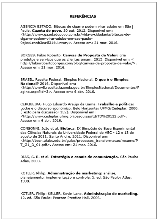 exemplo das Referências ABNT