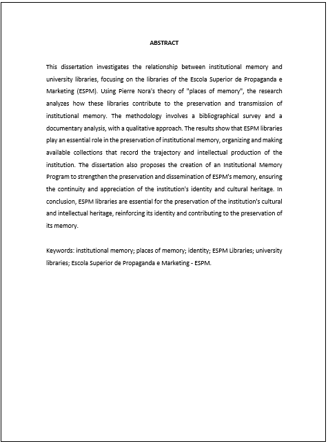 modelo abstract pela ABNT