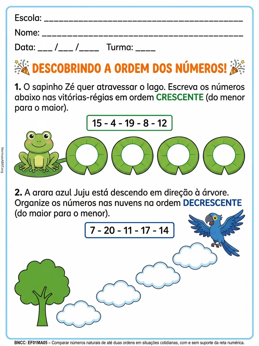 atividade 2: descobrindo a ordem dos números