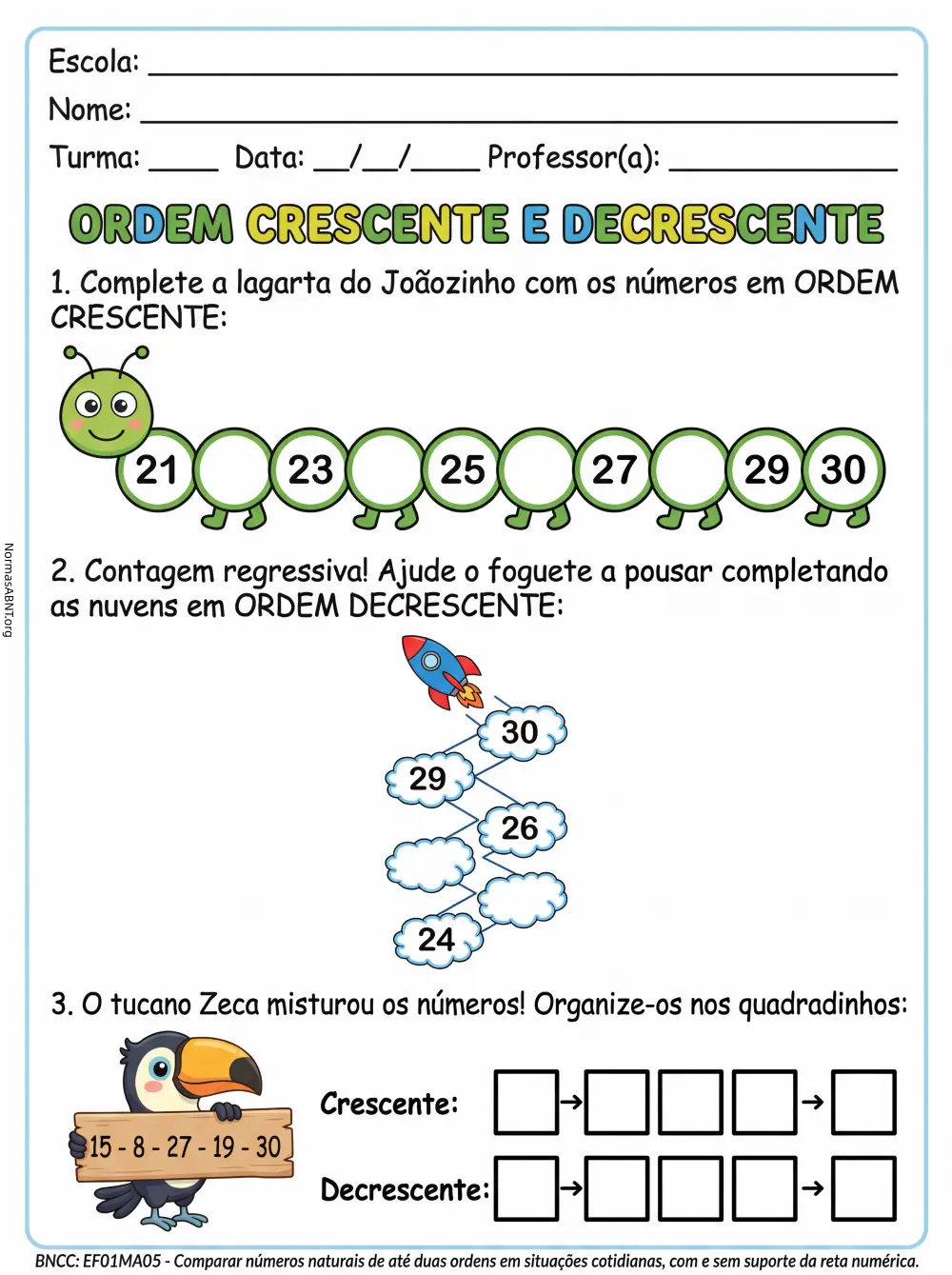 atividade 5: ordem crescente e decrescente