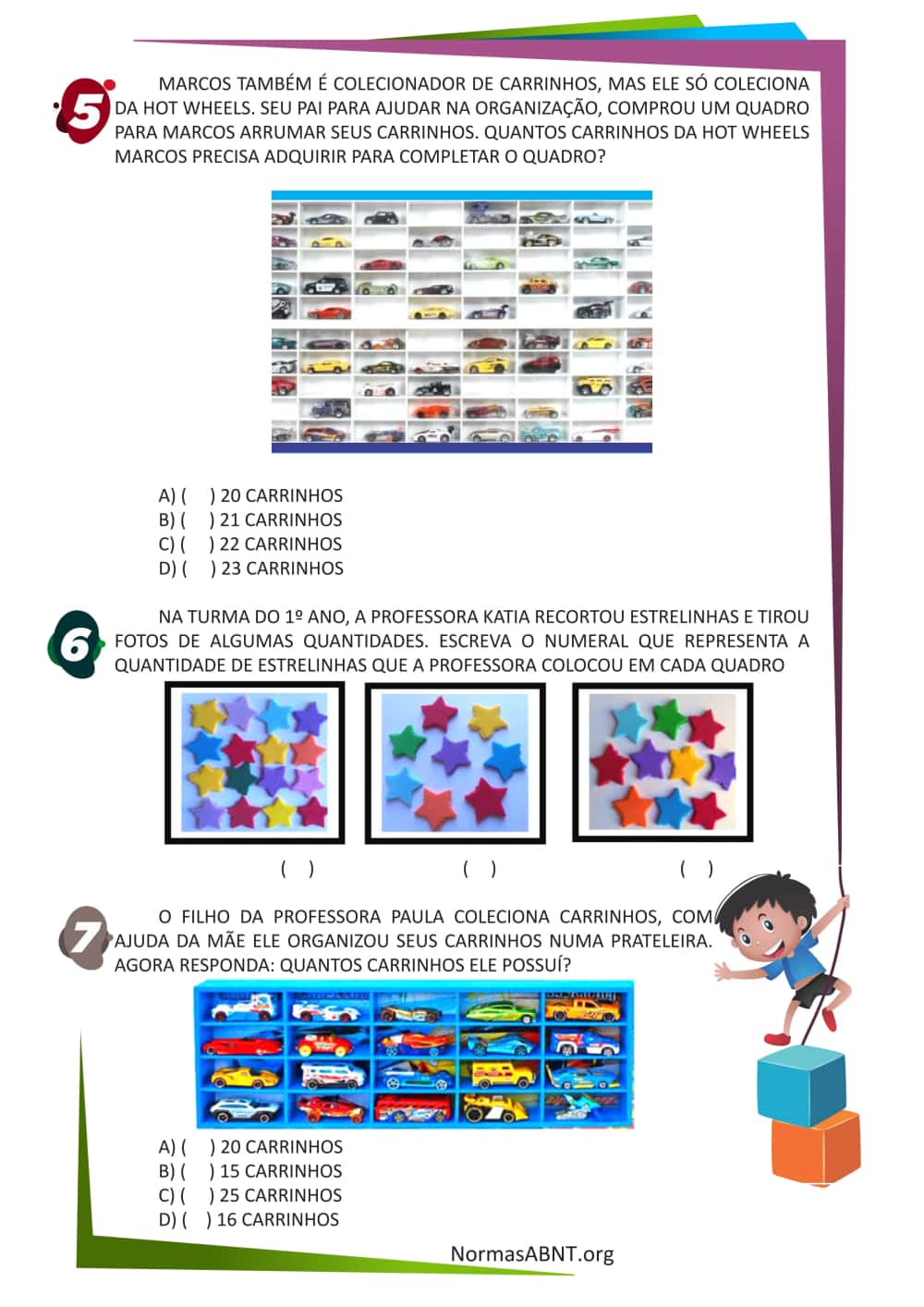 Atividades de SEQUÊNCIA DIDÁTICA – NÚMEROS - Habilidade - EF01MA02- Folha 3