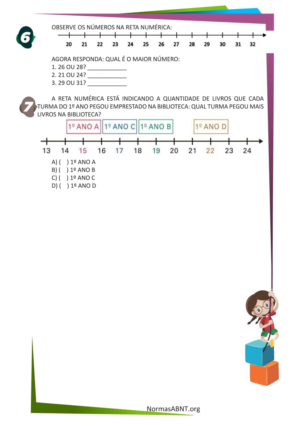 atividades Comparar números naturais de até duas ordens - folha 3